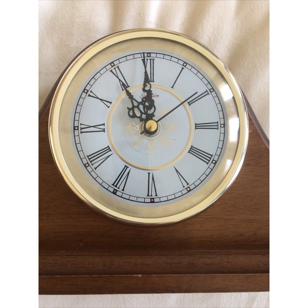 Vintage Sunbeam Wood Mantle Clock Model 882-621 Tested Works Great 17x7x3.5 - Picture 9 of 10